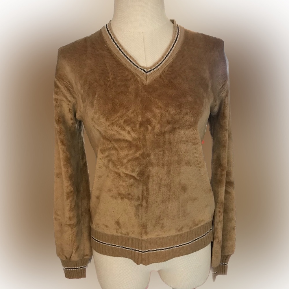 Vintage Kennington LTD California Velour V-Neck Sweater Super Soft Warm Size XL